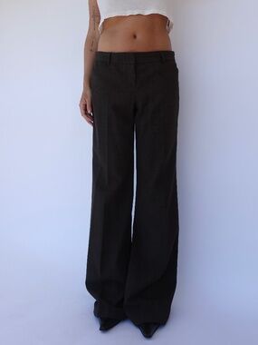 Brown wide leg trouser pants